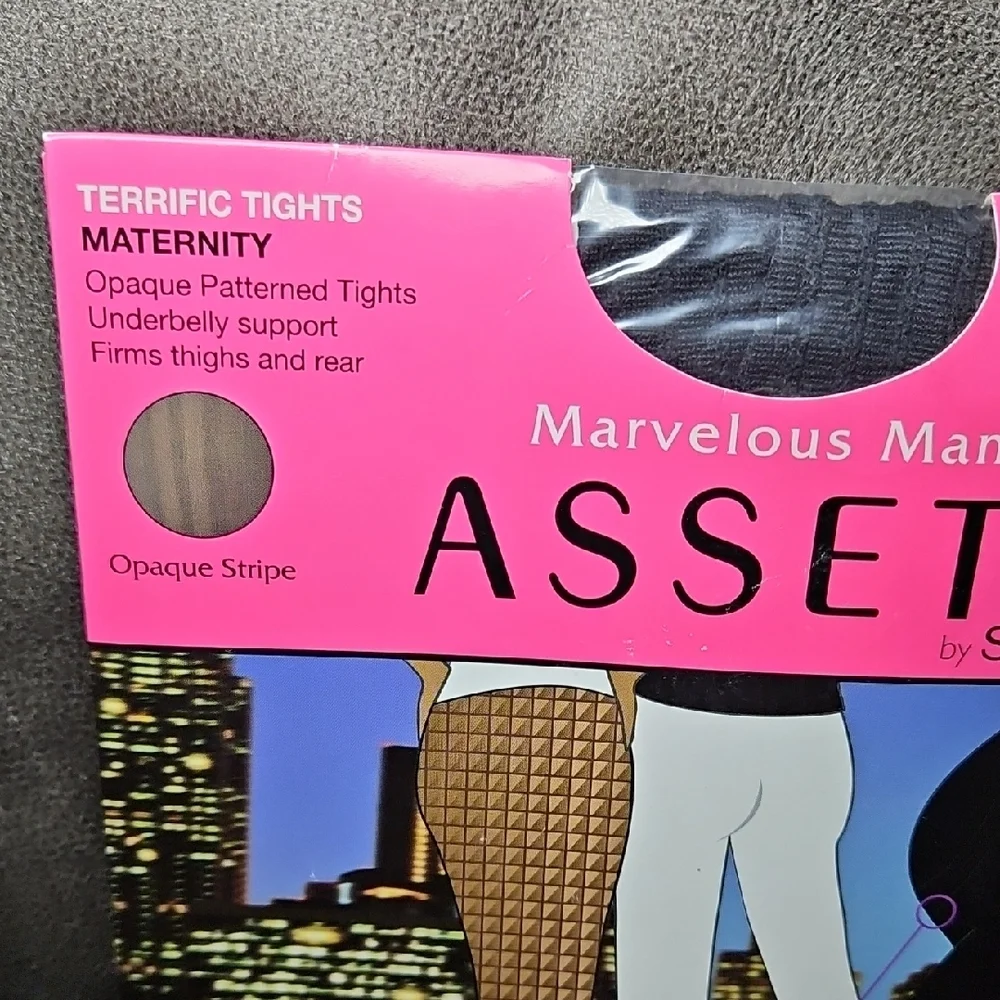 ASSETS by Sara Blakely Marvelous Mama Maternity Tights Opaque Stripe New
